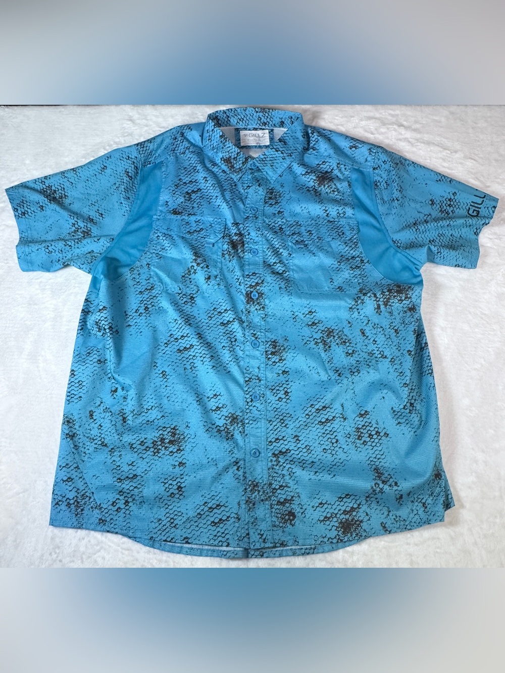 Gillz Men’s XL Blue Fish Scale Performance Fishing Shirt